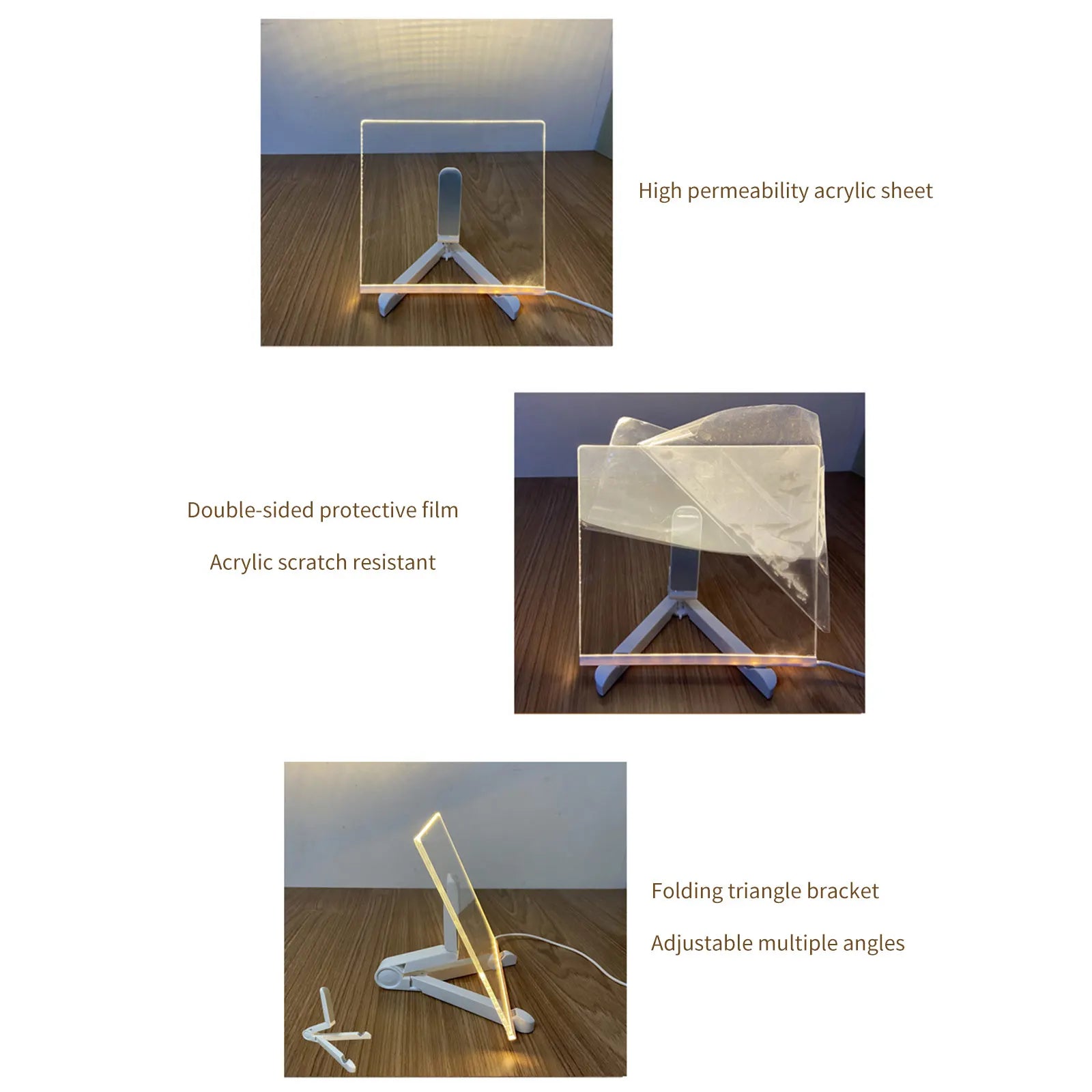 ✨Świecąca lampa LED do tablicy kreślarskiej przezroczysty akrylowy tablica z wiadomościami kasowalna notatka USB lampka nocna prezenty na urodziny, boże narodzenie